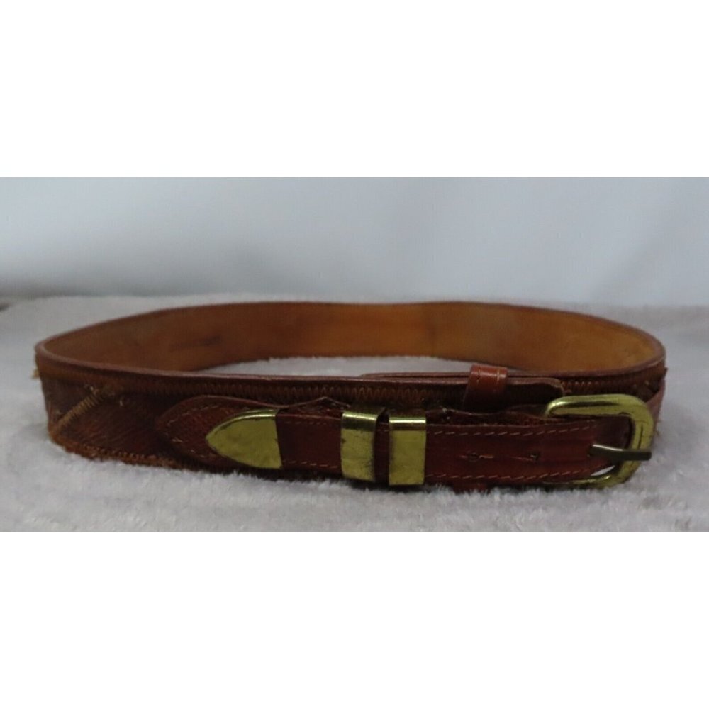 Nocona Brown Leather Belt with Brass Buckle